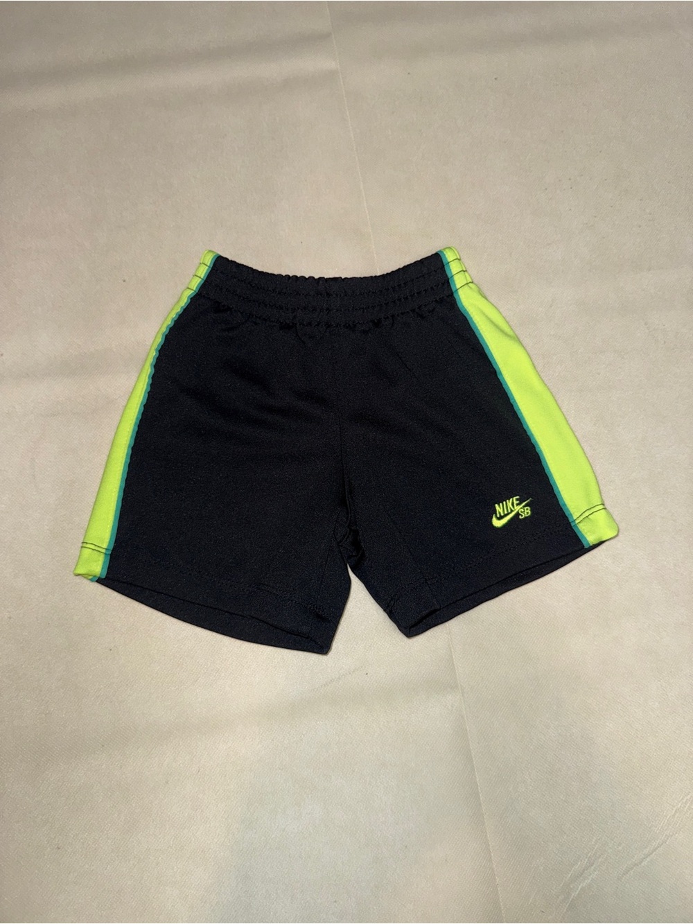 Nike Kids Black & Neon Yellow Trim Athletic Shorts